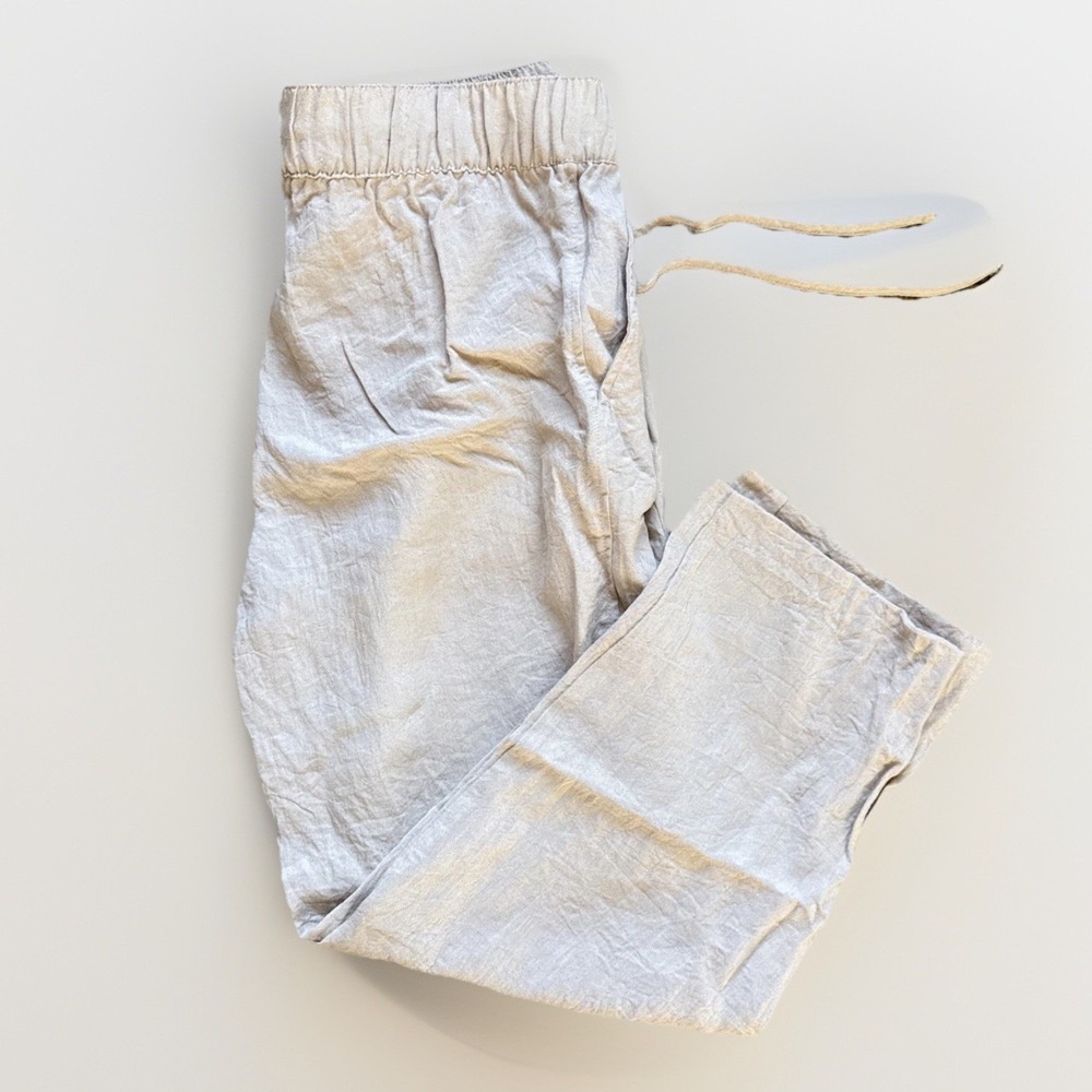 H&M Boho Wide Leg Pant Women Sz M Ivory Beach Resort Wear Quiet Luxury Capsule